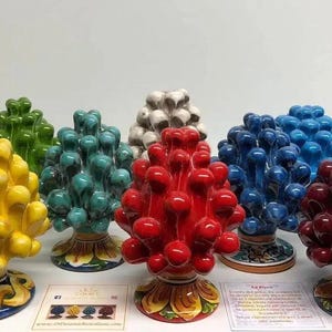 Caltagirone Ceramic Pinecone cm H.10 Artisan Decorated Base VARIOUS COLORS