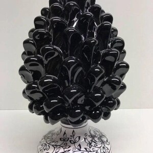 Caltagirone Ceramic Pinecone cm H.20 Artisan Black Decorated Base