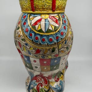 Teste di Moro Saturno Ceramica Caltagirone cm H.37 L.22 Artigianale Decoro “Carretto” DD CERAMICHE SICILIANE