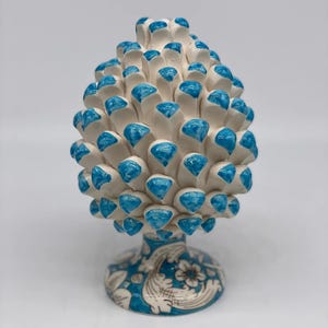 Caltagirone Ceramic Pinecone cm H.20 Handcrafted Base Decorated Heavenly Tips