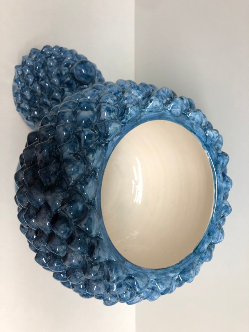 Pigna with Caltagirone Ceramic Cover cm H.33 Blue Craftsman