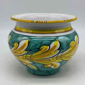 Cachepot Diameter 20 cm Hand-Decorated Decor No.30 Caltagirone Ceramic