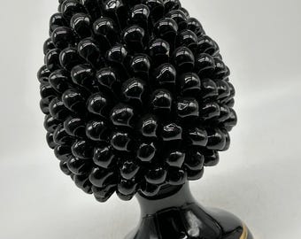 Pine Cone Ceramic Caltagirone Cm H.30 Handcrafted Black With