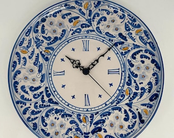 Caltagirone Ceramic Wall Clock Round Hand Painted cm D.30 Decoration n.2