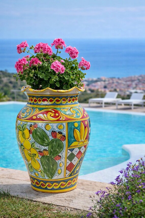 Hand-Decorated Vase H.50 cm 