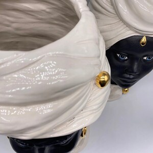 Teste di Moro Anubi Ceramica Caltagirone cm H.40 L.25 Artigianale Bianco Nero Oro DD CERAMICHE SICILIANE