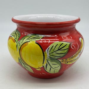 Hand-decorated 15 cm diameter cachepot, Caltagirone ceramic decoration no.