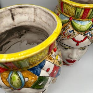 Teste di Moro Saturno Ceramica Caltagirone cm H.37 L.22 Artigianale Decoro “Carretto” DD CERAMICHE SICILIANE