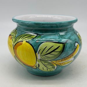 Hand-decorated 15 cm diameter cachepot, Caltagirone ceramic decoration no.