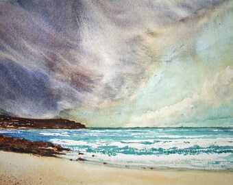 Download. Raw Day at Sennen Cove near Lands End. A watercolour worksheet step-by-step and diary entry.