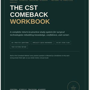 CST Comeback Werkboek | Studiegids voor hercertificering en terugkeer naar de praktijk voor chirurgisch assistenten | Printbaar PDF-bestand