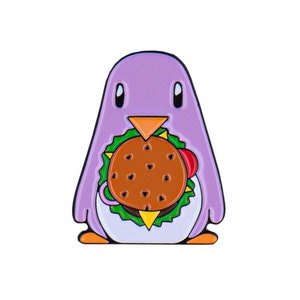 Lavender Burger Penguin Enamel Pin