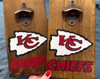 Kansas City Chiefs Bottle Opener for Wall- Hand Painted
