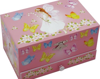 Lilie Schmetterling Musik Schmuck box mit Feen spielt schöne Träumer, personalisierte Schmuckschachtel, Spieluhr, Feen