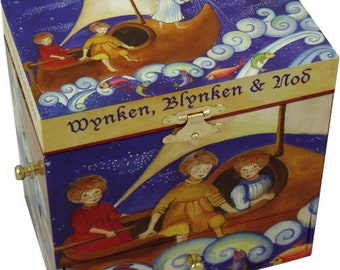 Boîte au trésor musicale Wynken, Blynken et Nod, Dernière chance d'acheter cette boîte à musique pour chambre d'enfant, boîte à bijoux musicaux