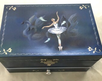 Swan Lake Musical Jewellery Box, Girls Musical Jewellery Boxes, Odette Blue Ballerina Music Box