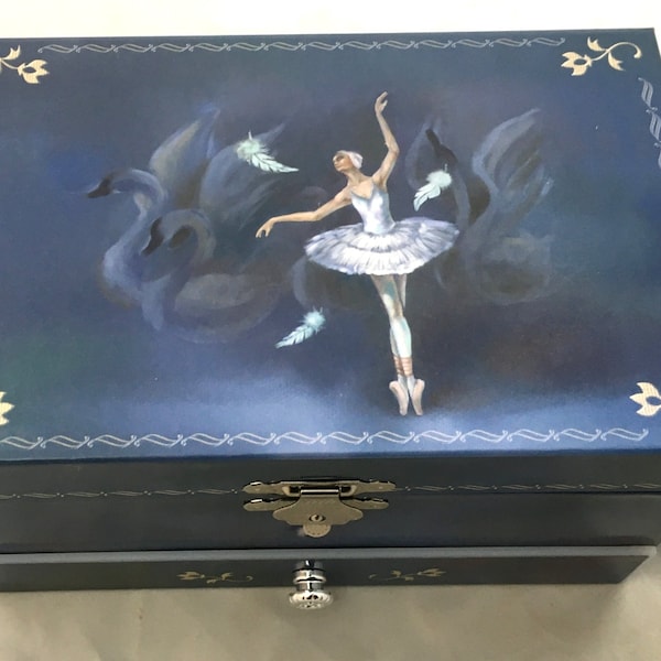 Swan Lake Musical Jewellery Box, Girls Musical Jewellery Boxes, Odette Blue Ballerina Music Box