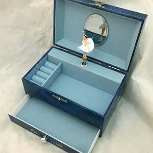 Boîte à bijoux musicale Swan Lake, boîtes à bijoux musicales pour filles, boîte à musique Odette Blue Ballerina image 2