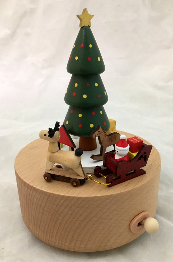 Wooden christmas best sale music box