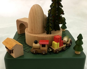 Seconds, 1/2 price, has a scratch, please read the description, Christmas Music Box, Wooden Christmas Decoration, Christmas Train Music Box