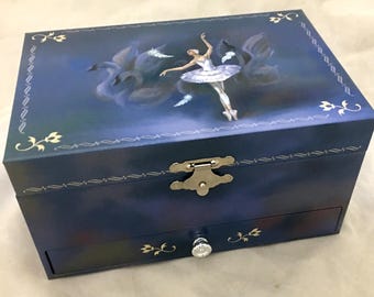 Muzyczne pudełko na biżuterię Swan Lake, muzyczne pudełko na biżuterię Blue Odette z motywem Jeziora Łabędziego