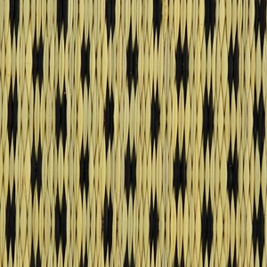 May include: Close-up of a woven mat with a black and beige diamond pattern.