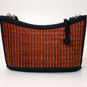 Sustainable Handmade Scoop Shape Seagrass Crossbody Shoulder Sling Coastal Straw Travel Handbag - Medium Size - Caramel