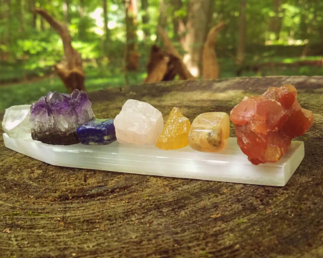 7 Chakra Crystal Set Healing Meditation Natural Raw Tumbled Gemstones ...