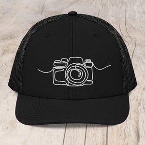 Camera Embroidery Hat, Perfect Hat for Photographer or Videographer, One Line Art Camera Snapback Hat