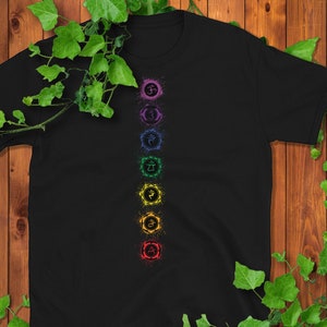 7 Chakras Unisex T-Shirt | Balance Yourself with Original Art, 7 Chakra Energy, Root, Sacral, Solar Plexus, Heart, Throat, 3rd Eye, Crown
