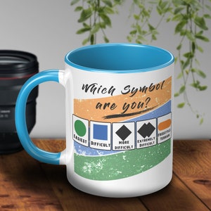 Ski Snowboard Coffee Mug, Ski Symbols Color Accent Mug, Gift for Skier or Snowboarder, Coffee It Up Before Hitting the Slopes,