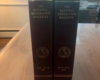 National Geographic Magazines . 1985  Full Year  - Leatherette Slipcases,  Vintage Decor, Library, Staging. Free shipping