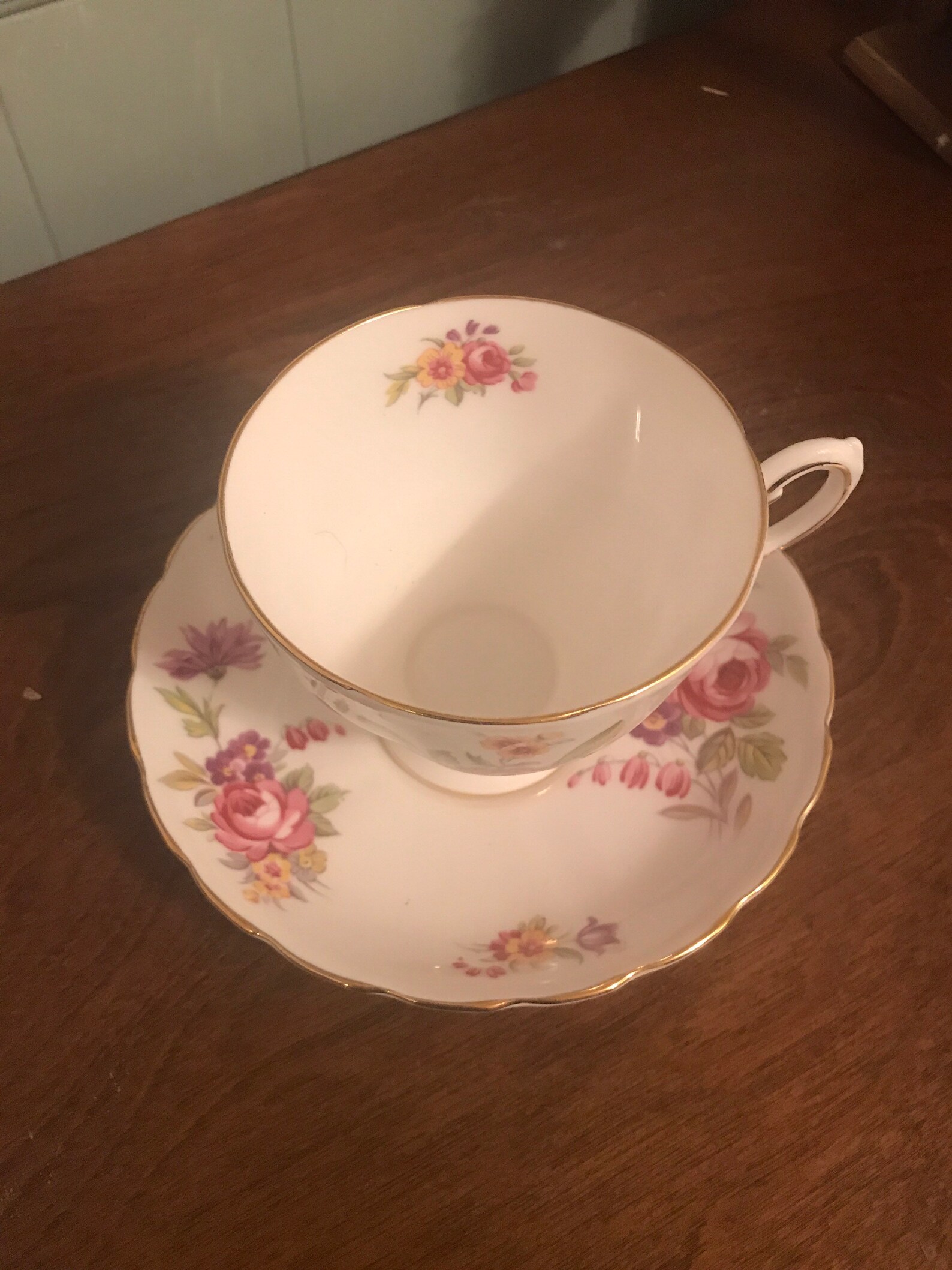 Tuscan Fine English Bone China. Montrose pattern teacup and Etsy