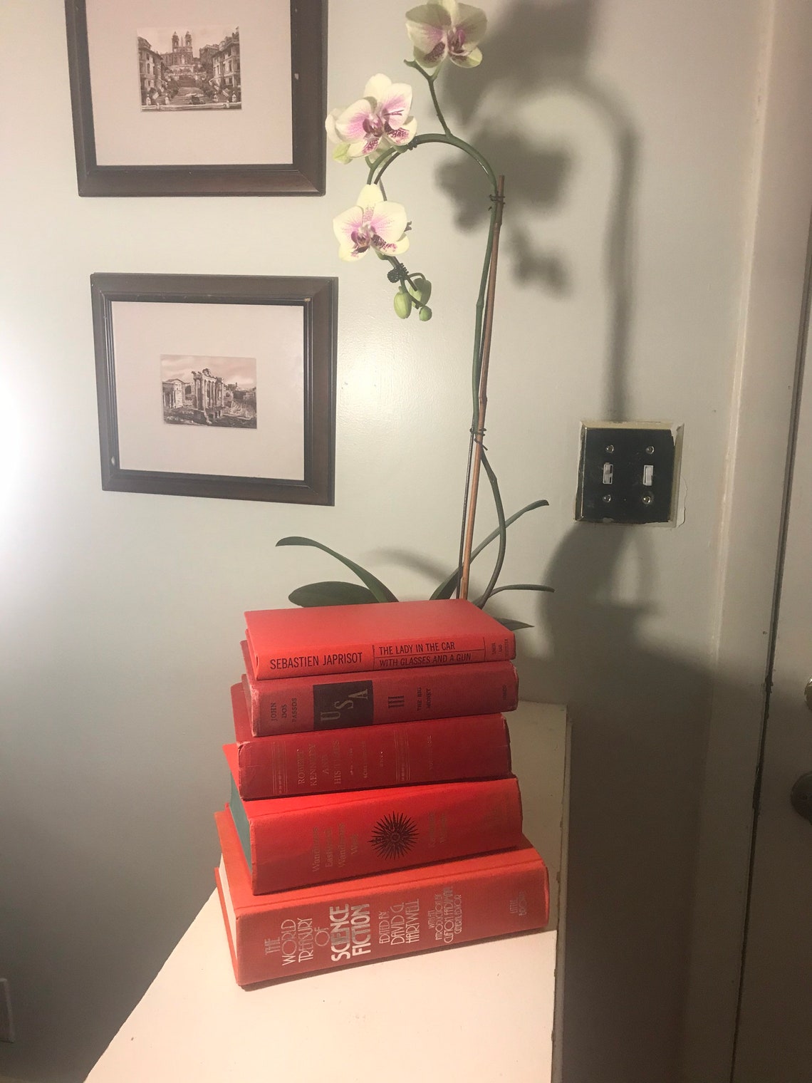 Stack of Vintage Display Decor Books. Shades of Red. 5 Books. Etsy