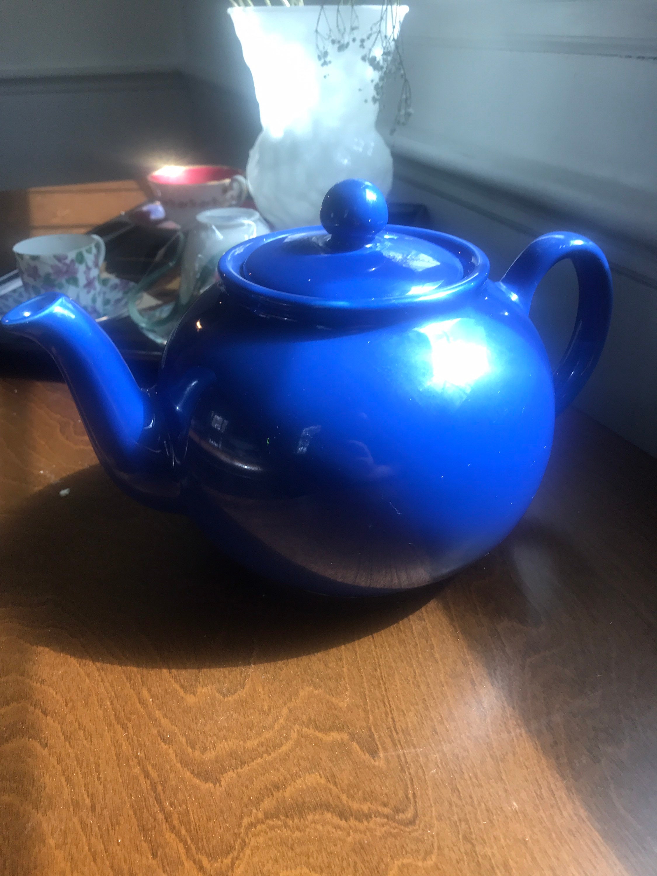 Classic Vintage Pristine Teapot. Blue. England. 48 ounces. Etsy