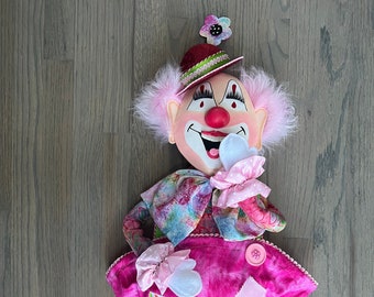 Chuckles the Clown Wreath Attachment, Happy Birthday Decor, Child Decoration, Circus Clown Wall Decor