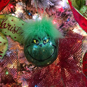 Grinch Ornament, Merry Grinchmas, Smiling Grinch image 5