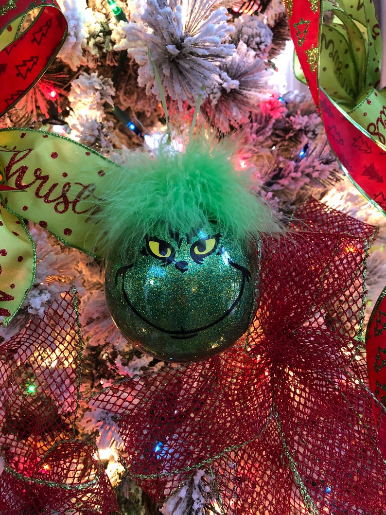 Grinch Ornament, Merry Grinchmas, Smiling Grinch image 5