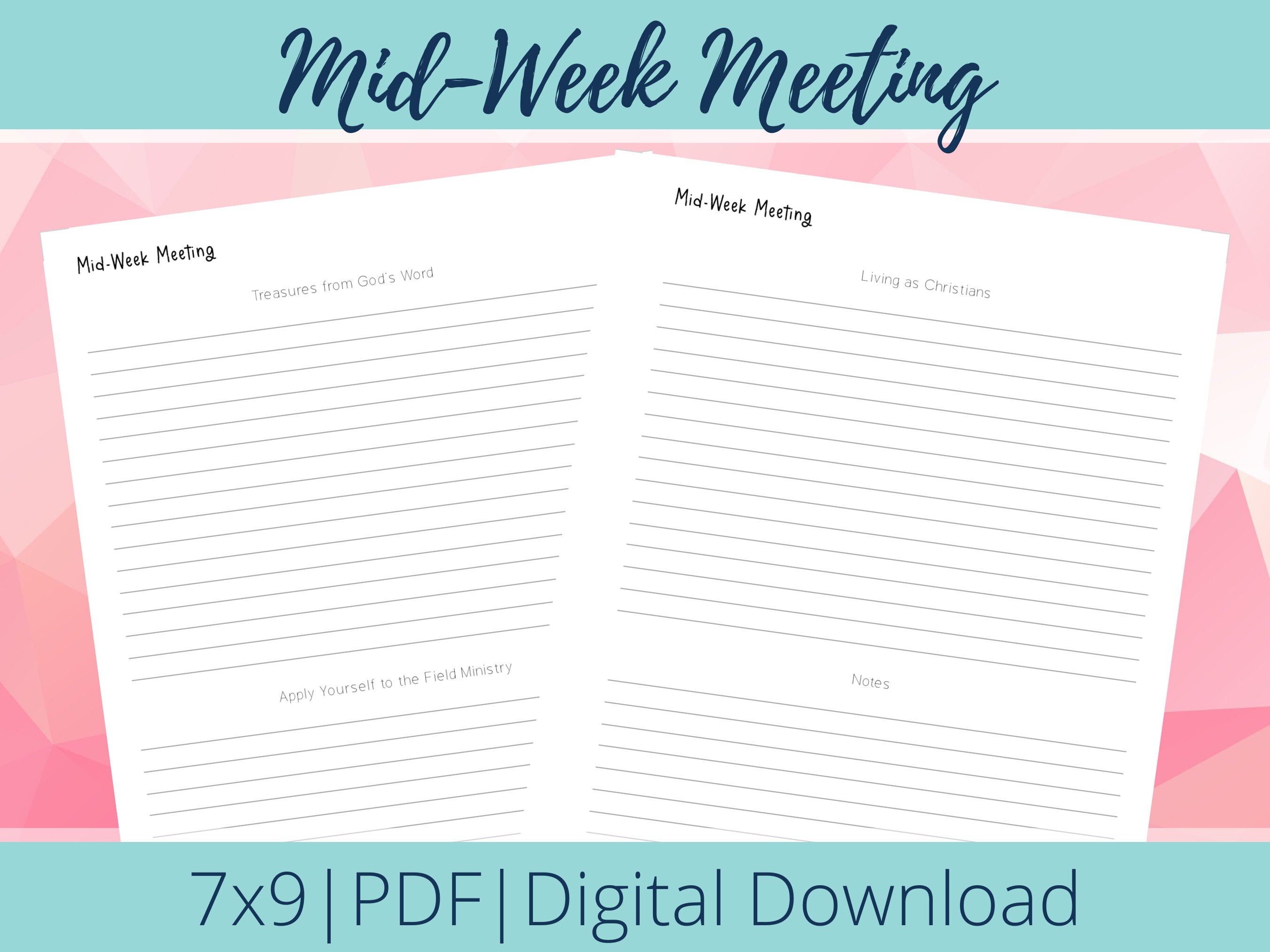 JW Midweek Meeting Notes 7x9 Printable Etsy
