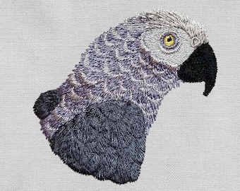 African Grey Parrot Head, Machine Embroidery Design, Design, Bird