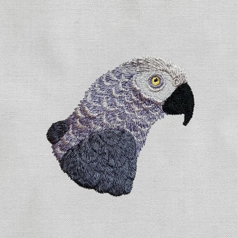African grey parrot head machine embroidery design design  etsy African grey parrot head machine embroidery design design  etsy