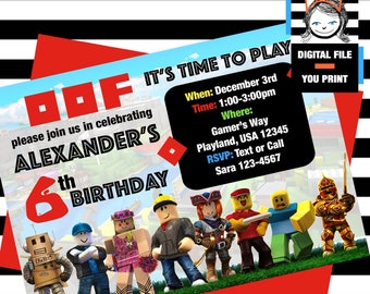 Roblox Invitation Etsy - roblox birthday invitation roblox invitations roblox party etsy