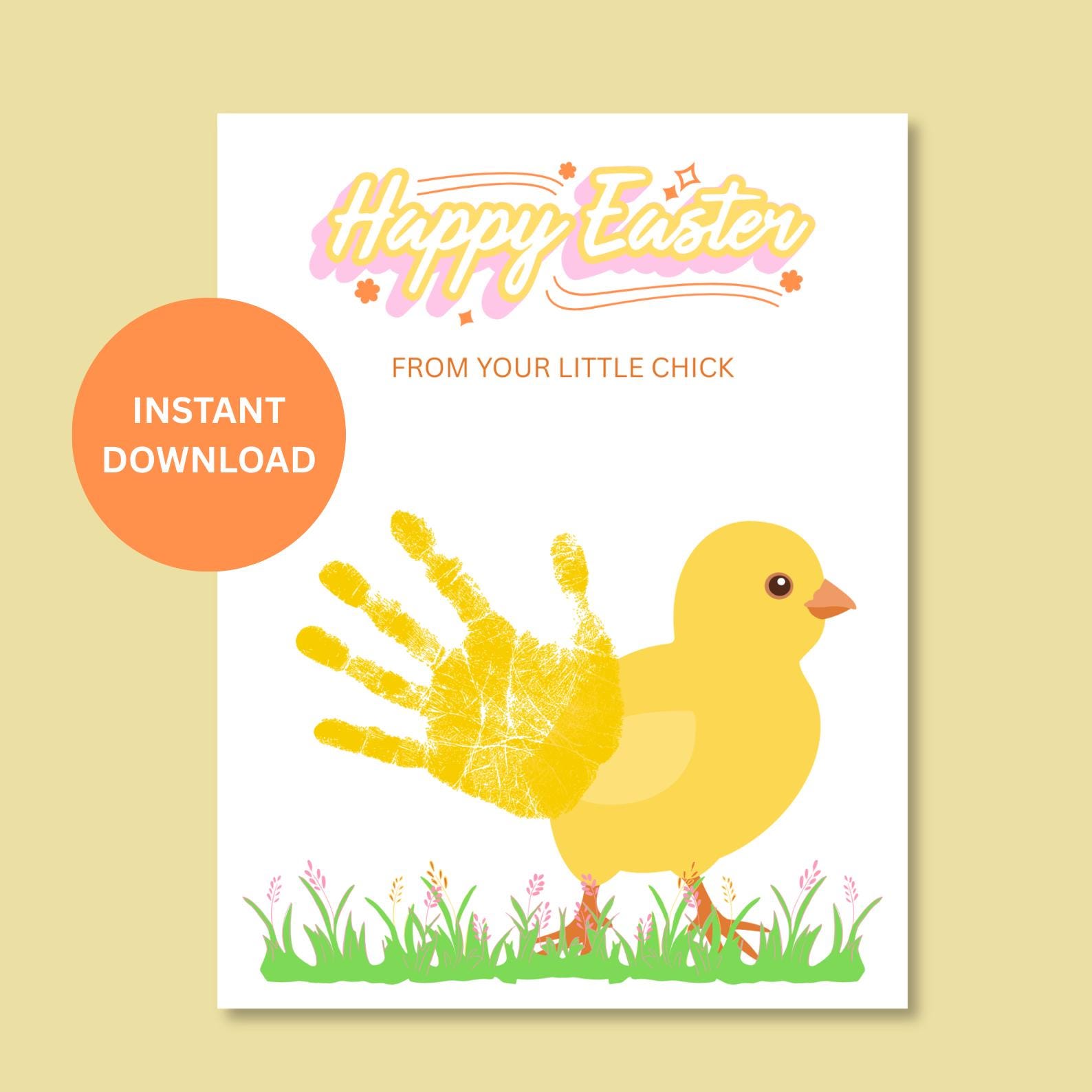 Easter Chick Handprint Art, Easter Craft Printable Activity for Kids ...
