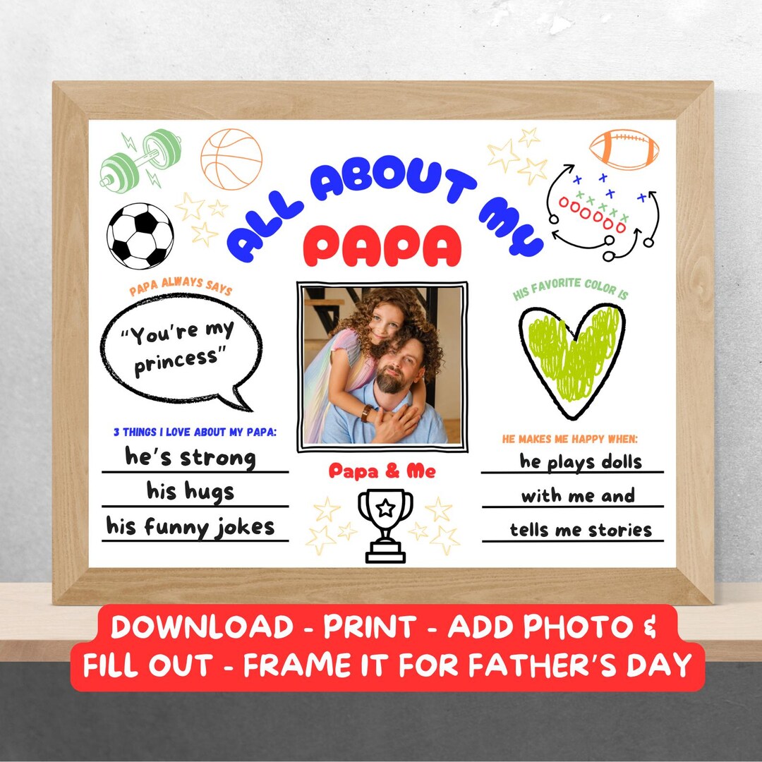 Father's Day Printable, All About My Dad Activity Sheet, Gift From Kids ...