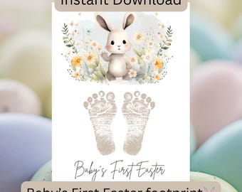 Baby's First Easter Footprint Art: DIY Bunny Craft (Digital Download)