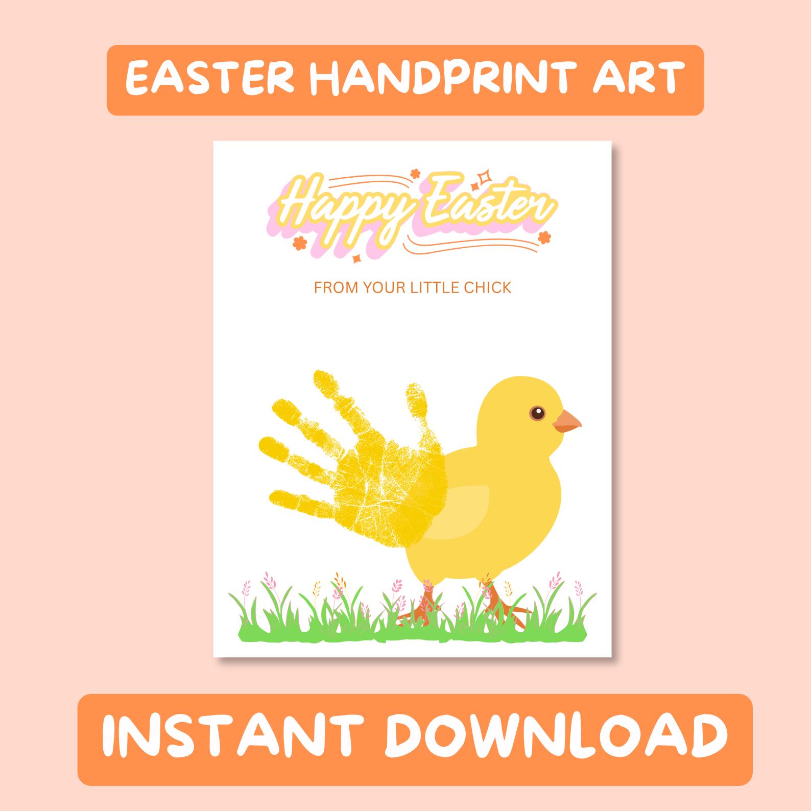 Easter Chick Handprint Art, Easter Craft Printable Activity for Kids ...
