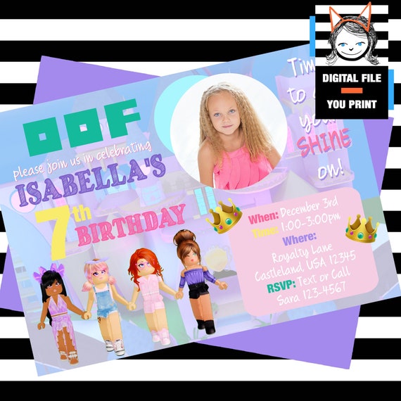 Roblox Birthday Invitation Girls Roblox Birthday Roblox Etsy - isabellas birthday party roblox