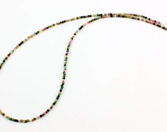 Tourmaline necklace gemstone necklace colorful fine faceted ball necklace with 925 silver snap fastener gift birthday healing