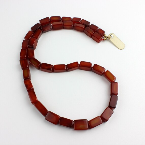 Halskette Kette Karneol Achat Edelstein Glas Collier 50 Cm Natur Stein