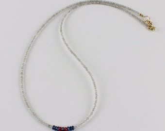 Labradorite necklace with sapphire and ruby faceted necklace gemstone real natural blue grey red ladies rondelle necklace birthday gift new